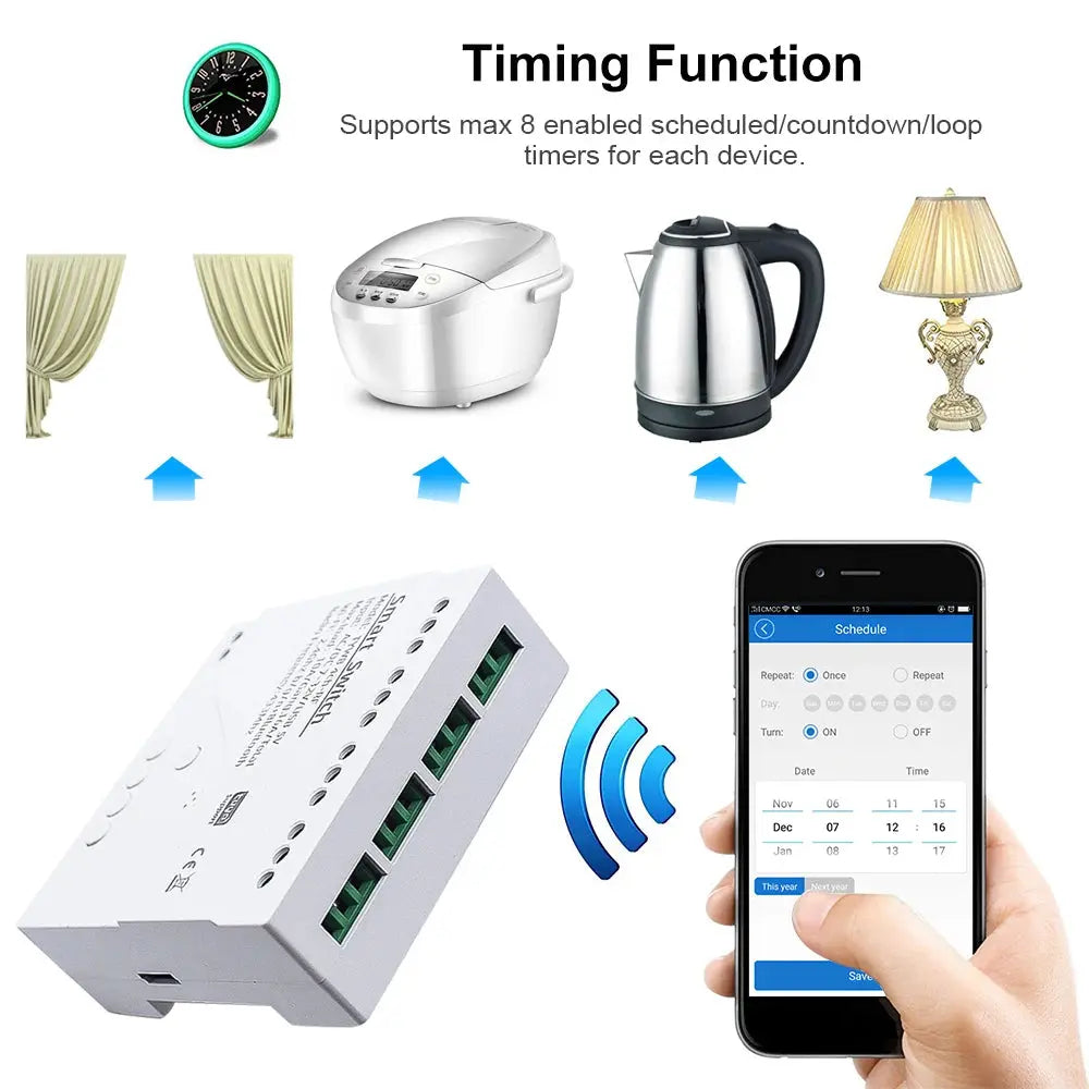 4CH Tuya Wifi Relay Smart Wireless Switch Module 4 Channel 7-32V 85-250V 220V 110V 2200W RF433 10A 4 Way Receiver For Alexa Tech Triumph Shop