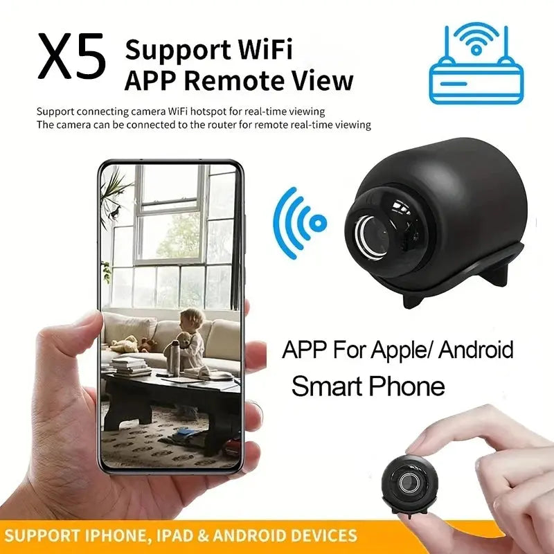 1080P New X5 Mini Camera Clear Night Vision Light weight Portable Premium Cams Motion Detection Wireless Surveillance Camera Tech Triumph Shop