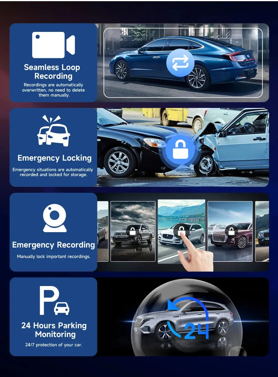 10/11.26 inch Dash Cam 4K Car DVR Wireless Carplay & Android Auto GPS Navigation Video Recorder Dashboard Dual Lens Wifi FM AUX Tech Triumph Shop