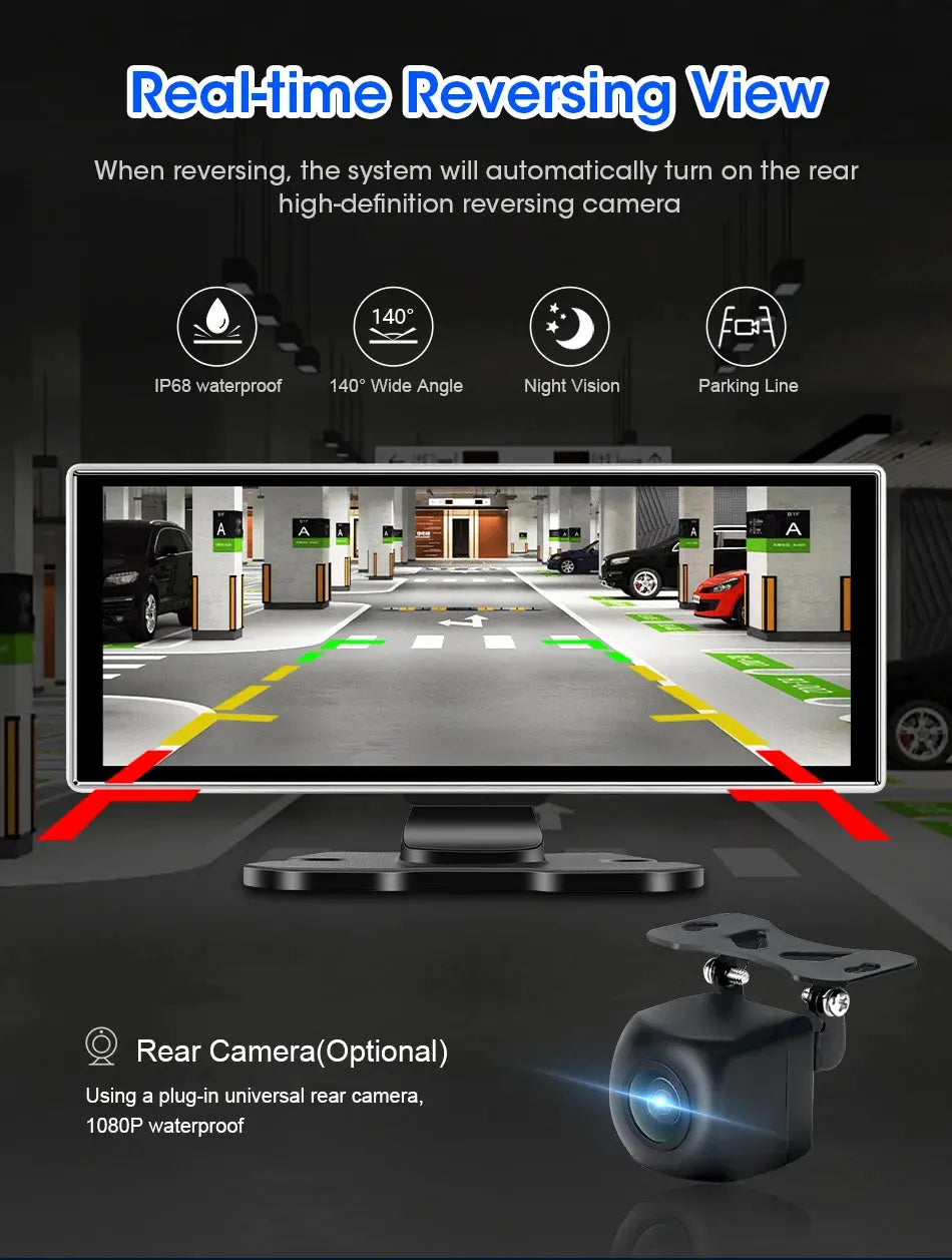 10/11.26 inch Dash Cam 4K Car DVR Wireless Carplay & Android Auto GPS Navigation Video Recorder Dashboard Dual Lens Wifi FM AUX Tech Triumph Shop