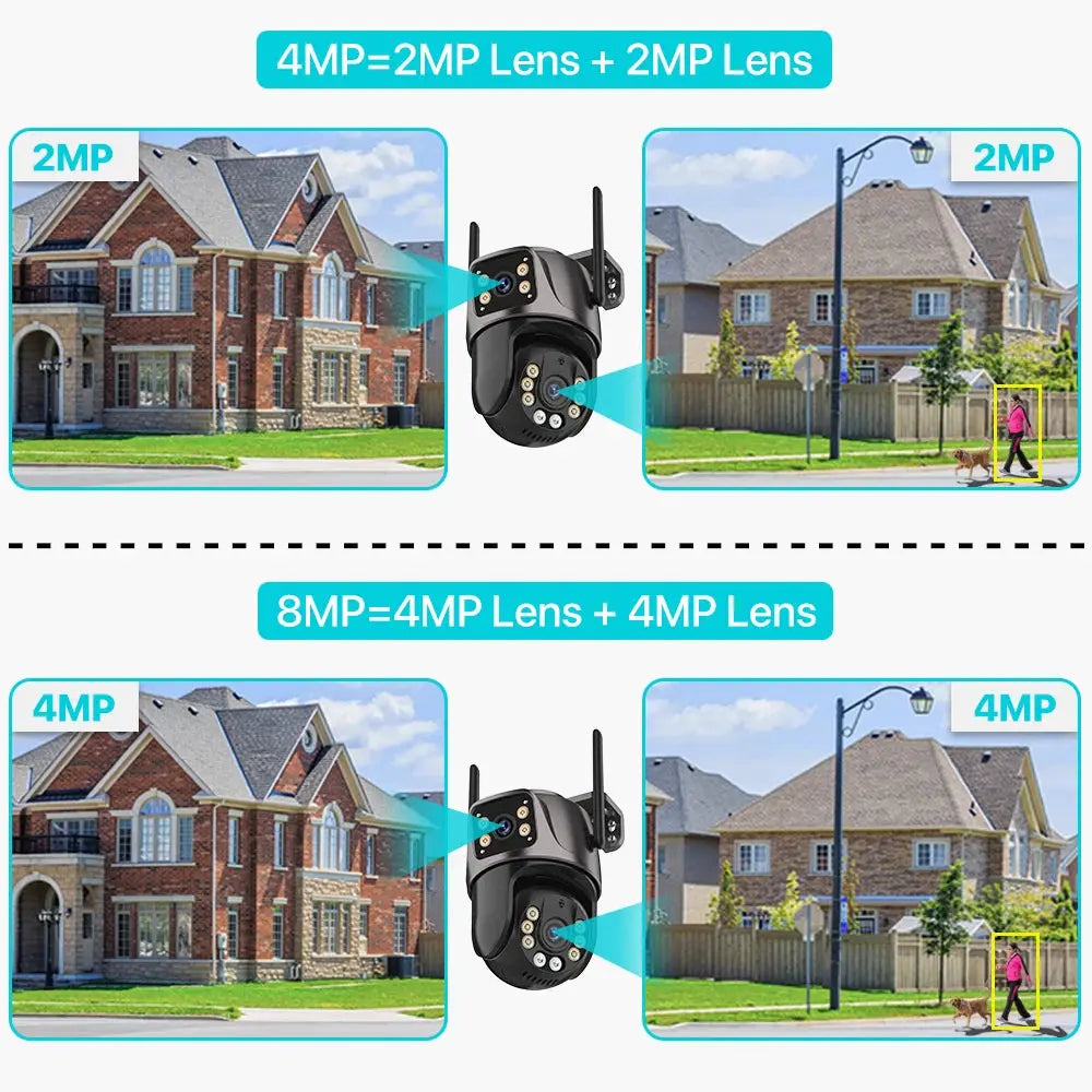 4K 8MP HD Wifi PTZ Camera Outdoor 4MP Dual Lens Dual Screen AI Auto Tracking IP Camera CCTV Audio Video Surveillance P2P iCSee Tech Triumph Shop