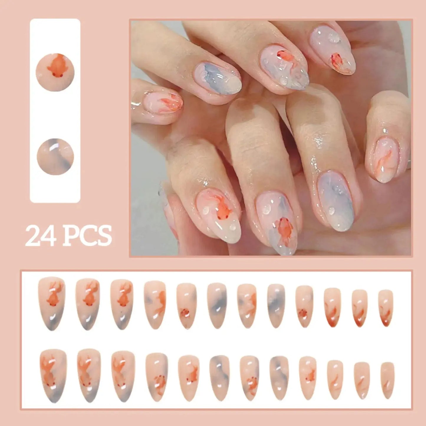 24pcs White Flower Fake Nail Tips Ins Yellow Pink Blush False Nails Wearable Full Cover European Almond Shaped Press on Nails Tech Triumph Shop