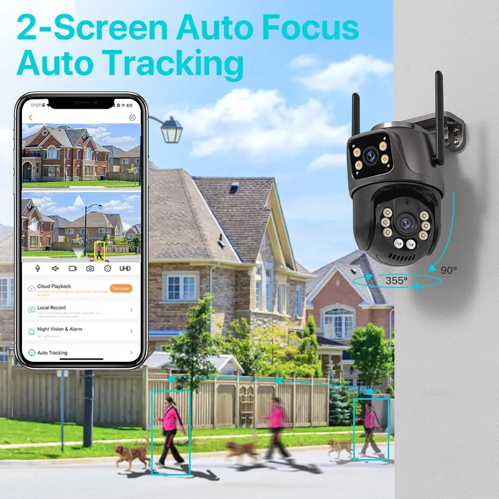 4K 8MP HD Wifi PTZ Camera Outdoor 4MP Dual Lens Dual Screen AI Auto Tracking IP Camera CCTV Audio Video Surveillance P2P iCSee Tech Triumph Shop