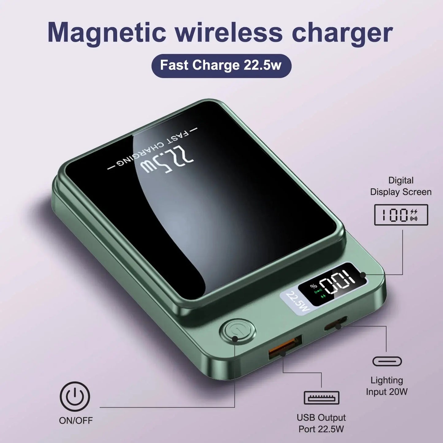 10000mAh Power Bank Magnetic Wireless Charger PD 22.5W Fast Charging for iPhone 15/14/13/12/Pro Max/Pro/Plus/Mini/ AirPods 3/2 Tech Triumph Shop