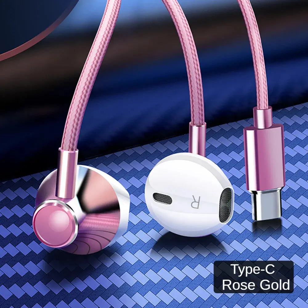 9D Bass Stereo Type C&3.5mm Headphones Volume Control Headset With HD Mic Wired Earbuds For iPhone15/16 Samsung Galaxy Earphones Tech Triumph Shop