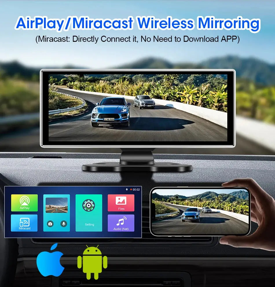 10/11.26 inch Dash Cam 4K Car DVR Wireless Carplay & Android Auto GPS Navigation Video Recorder Dashboard Dual Lens Wifi FM AUX Tech Triumph Shop