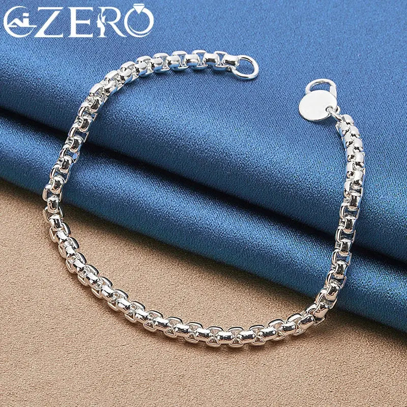 ALIZERO 18K Gold Bracelets 925 Sterling Silver 4mm Round Box Chain Bracelet For Woman Man Fashion Jewelry Wedding Party Gift Tech Triumph Shop
