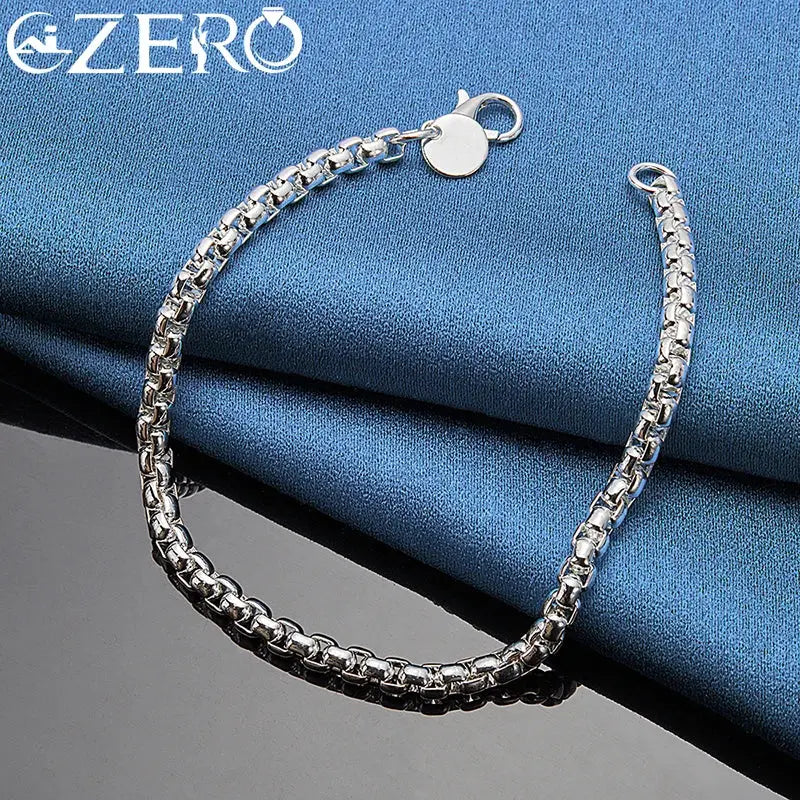 ALIZERO 18K Gold Bracelets 925 Sterling Silver 4mm Round Box Chain Bracelet For Woman Man Fashion Jewelry Wedding Party Gift Tech Triumph Shop