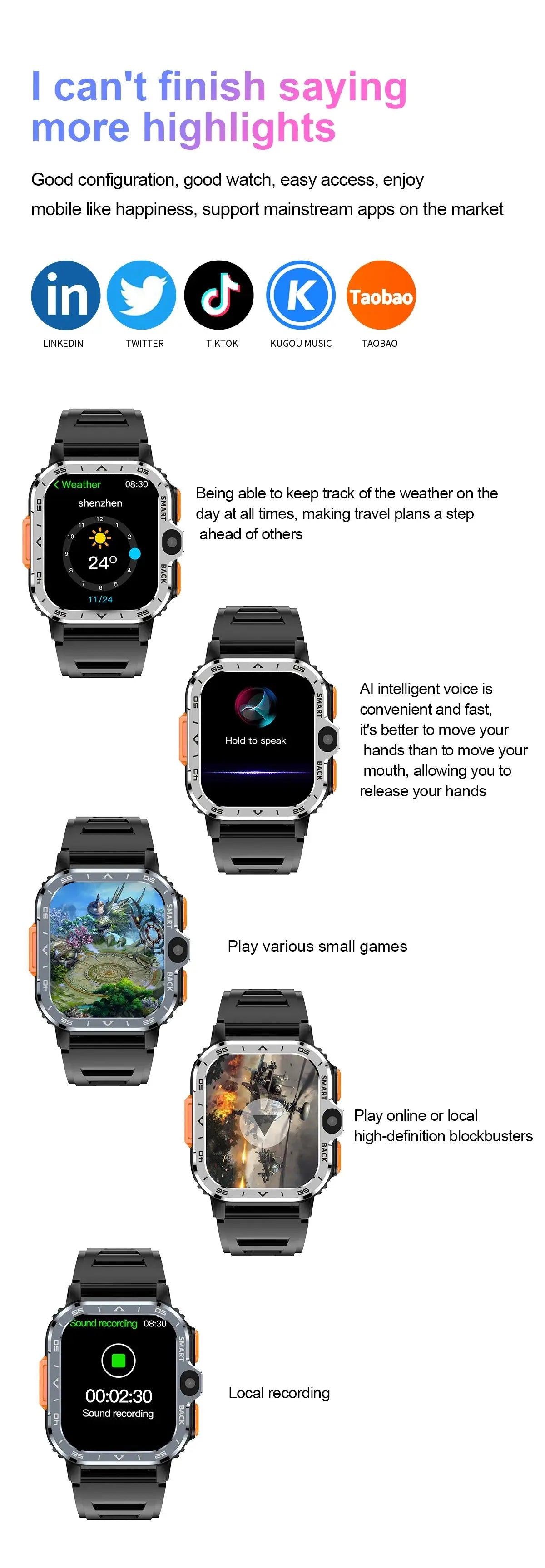 Valdus PGD Android Smart Watch Men GPS 16G/64G ROM Storage HD Dual Camera NFC 2G 4G SIM Card WIFI Wireless Fast Internet Access - Tech Triumph Shop