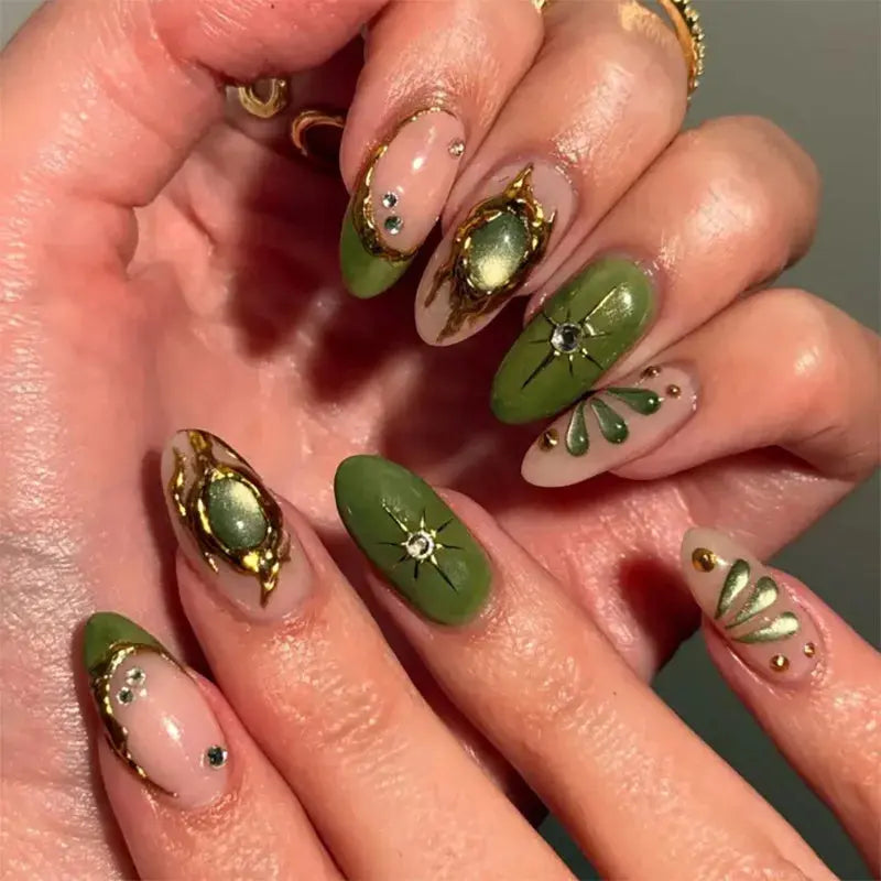 24Pcs False Nails Spicy Girl Silver Bow with Diamond Fake Nails with Glue Almond Press on Nails Black Cool Y2k Almond Nail Set Tech Triumph Shop