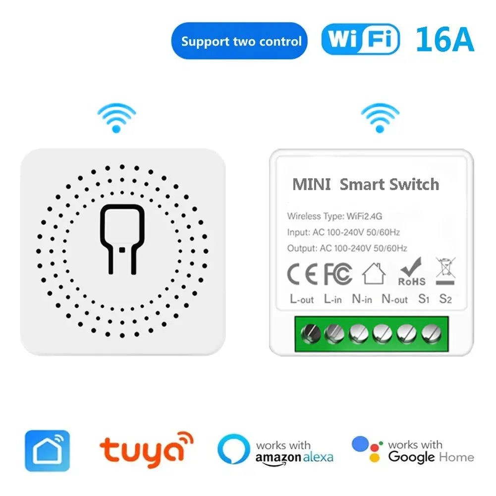 16A MINI Wifi Smart Switch Breaker 2WAY Control Timer Wireless Switches Smart Home Automation Work With Tuya Alexa Google Home Tech Triumph Shop