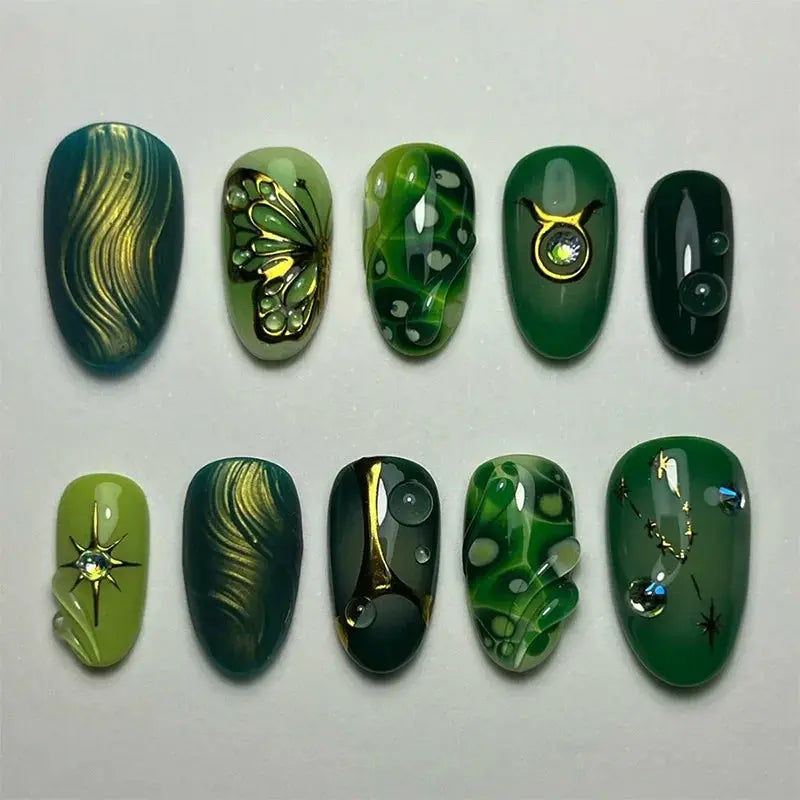 24Pcs False Nails Spicy Girl Silver Bow with Diamond Fake Nails with Glue Almond Press on Nails Black Cool Y2k Almond Nail Set Tech Triumph Shop