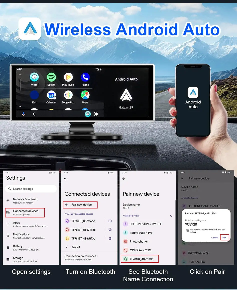 10/11.26 inch Dash Cam 4K Car DVR Wireless Carplay & Android Auto GPS Navigation Video Recorder Dashboard Dual Lens Wifi FM AUX Tech Triumph Shop