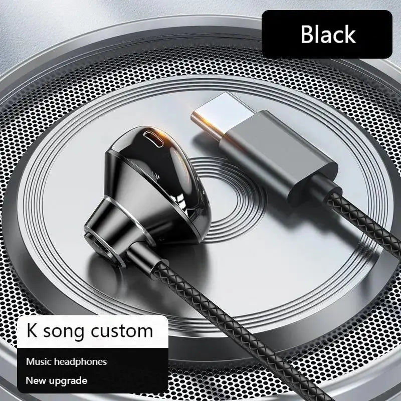 9D Bass Stereo Type C&3.5mm Headphones Volume Control Headset With HD Mic Wired Earbuds For iPhone15/16 Samsung Galaxy Earphones Tech Triumph Shop