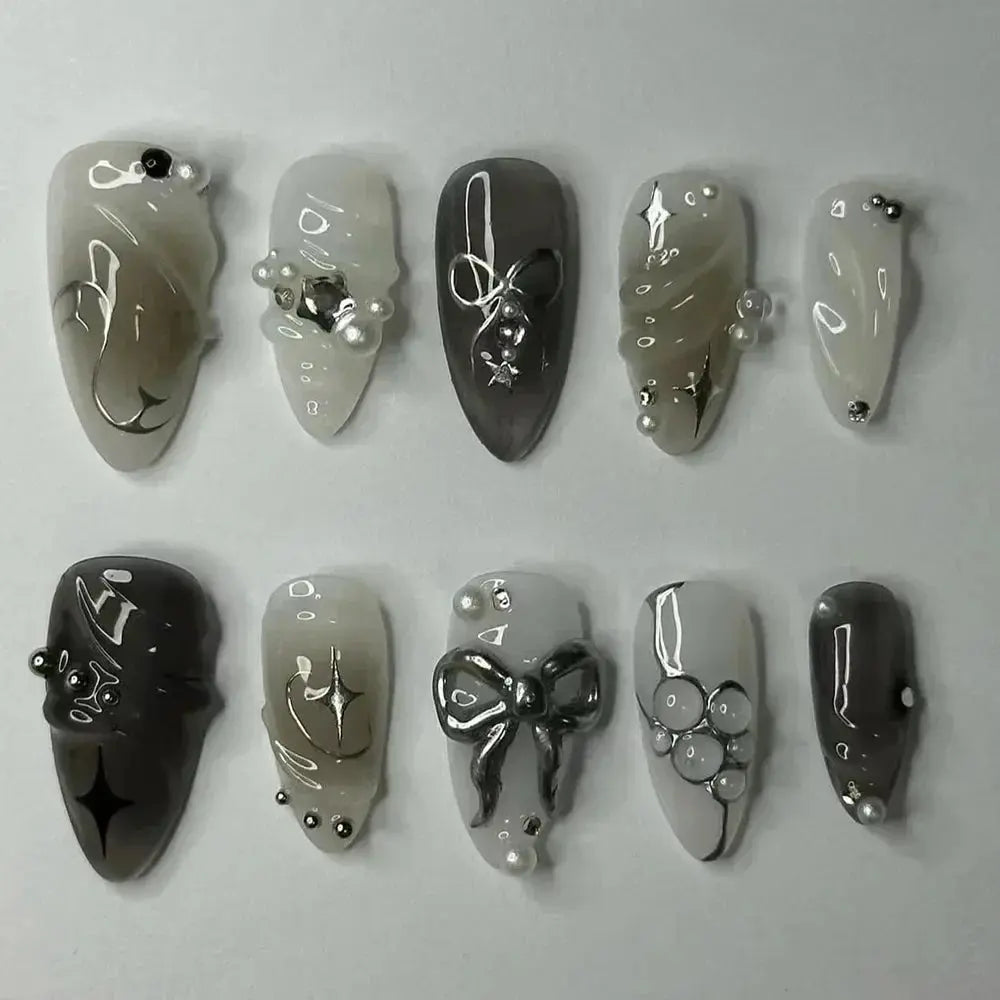 24Pcs Pink Almond False Nails Butterfly Ballet with French Design Wearable Fake Nails Simple Artificial Press on Nails Tips Art Tech Triumph Shop