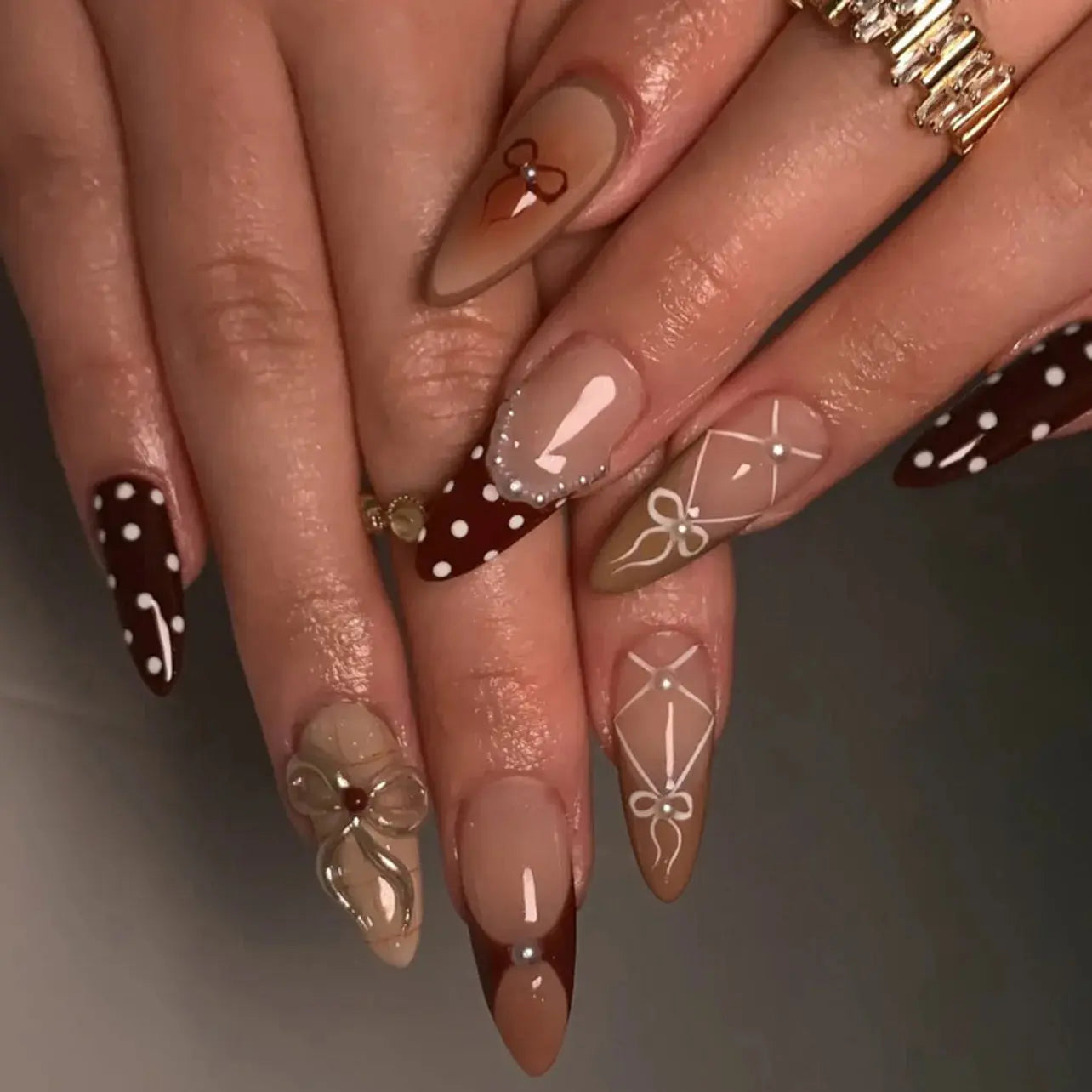 24Pcs False Nails Spicy Girl Silver Bow with Diamond Fake Nails with Glue Almond Press on Nails Black Cool Y2k Almond Nail Set Tech Triumph Shop
