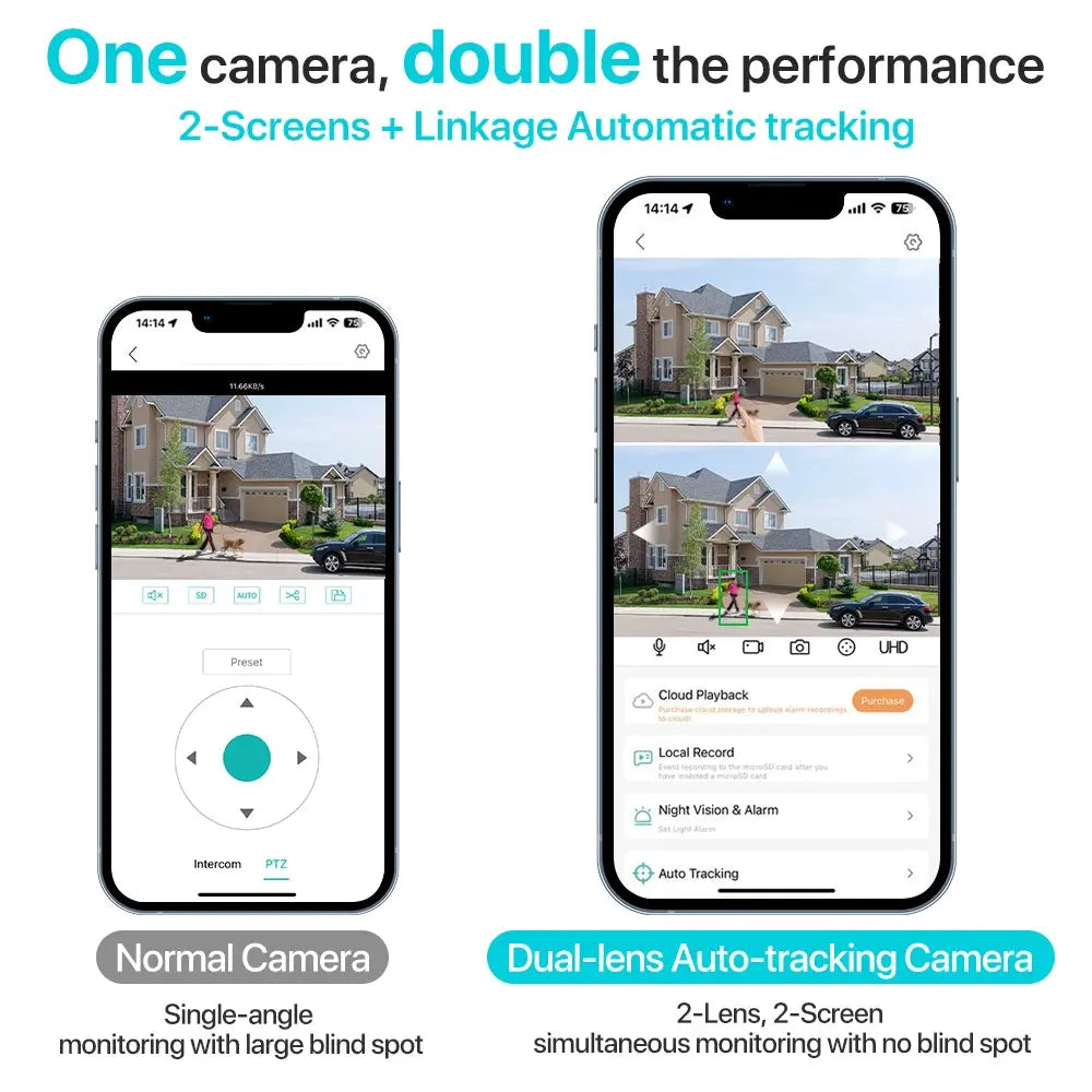 4K 8MP HD Wifi PTZ Camera Outdoor 4MP Dual Lens Dual Screen AI Auto Tracking IP Camera CCTV Audio Video Surveillance P2P iCSee Tech Triumph Shop