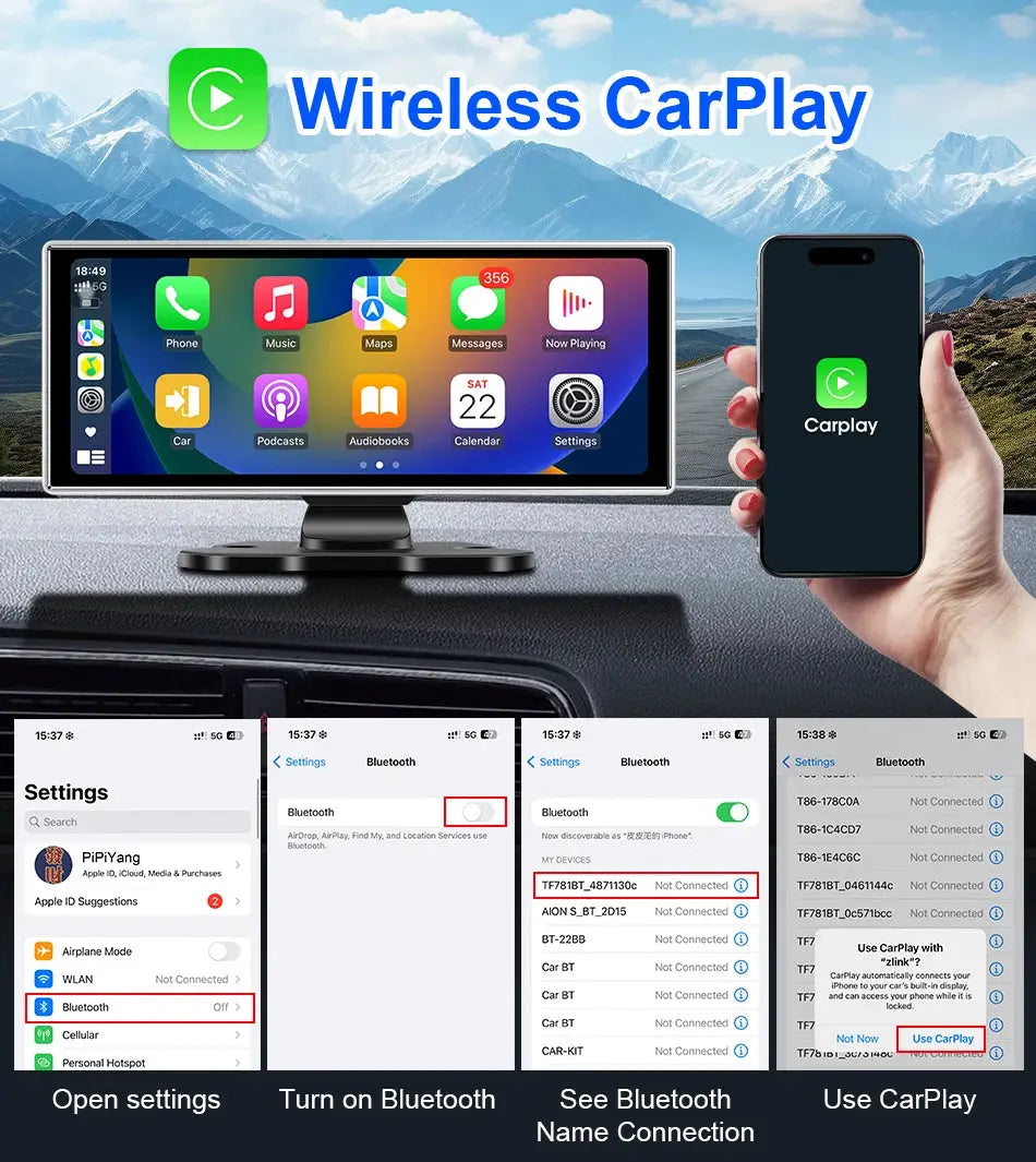 10/11.26 inch Dash Cam 4K Car DVR Wireless Carplay & Android Auto GPS Navigation Video Recorder Dashboard Dual Lens Wifi FM AUX Tech Triumph Shop