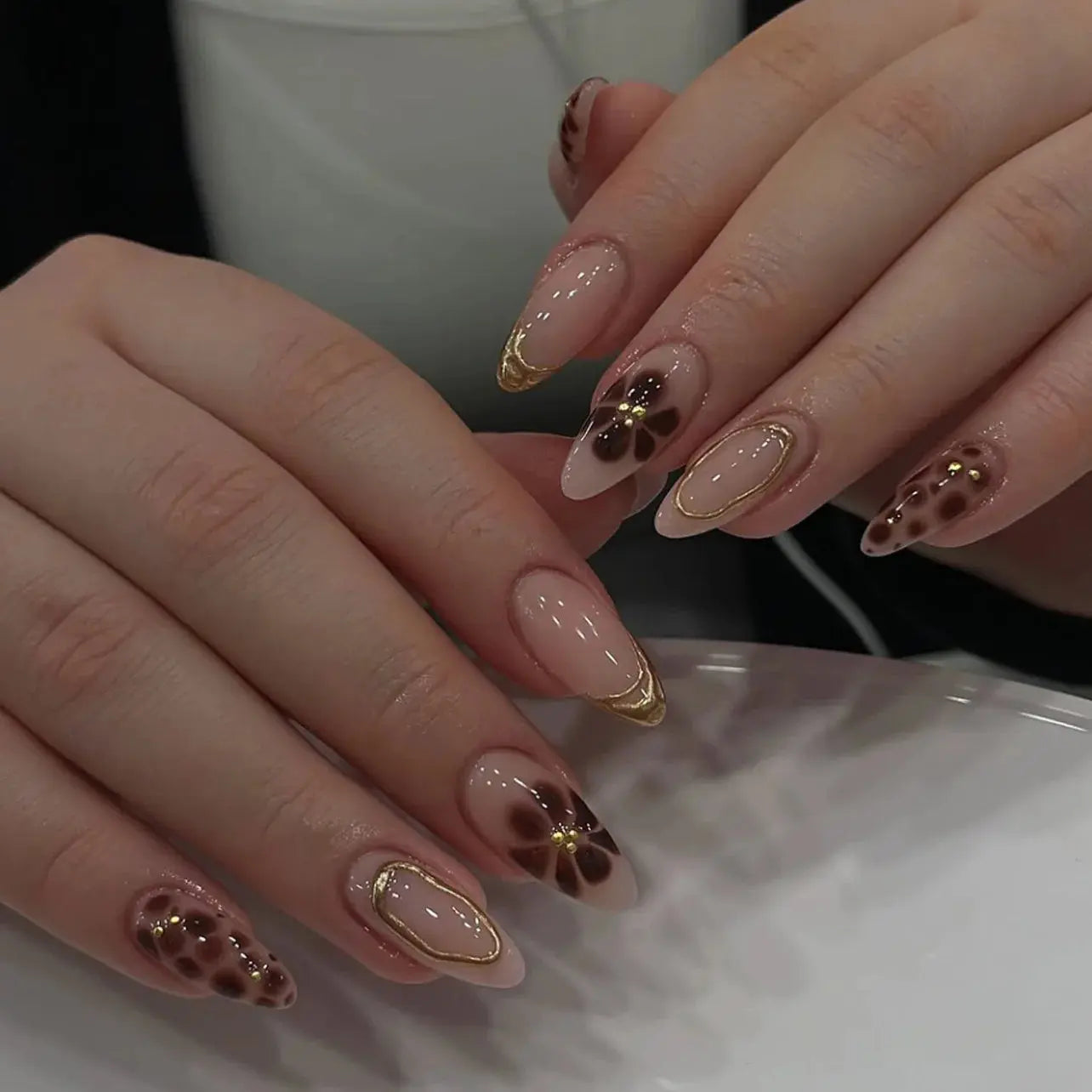 24Pcs False Nails Spicy Girl Silver Bow with Diamond Fake Nails with Glue Almond Press on Nails Black Cool Y2k Almond Nail Set Tech Triumph Shop