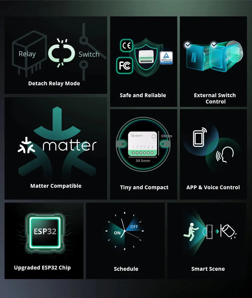 Sonoff Mini R4 Matter WiFi Smart Home Light Switch Sonoff Mini R4 Extreme Matter Relay Work with Alexa Google Home Homekit Tech Triumph Shop