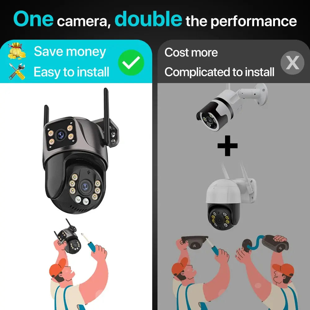 4K 8MP HD Wifi PTZ Camera Outdoor 4MP Dual Lens Dual Screen AI Auto Tracking IP Camera CCTV Audio Video Surveillance P2P iCSee Tech Triumph Shop