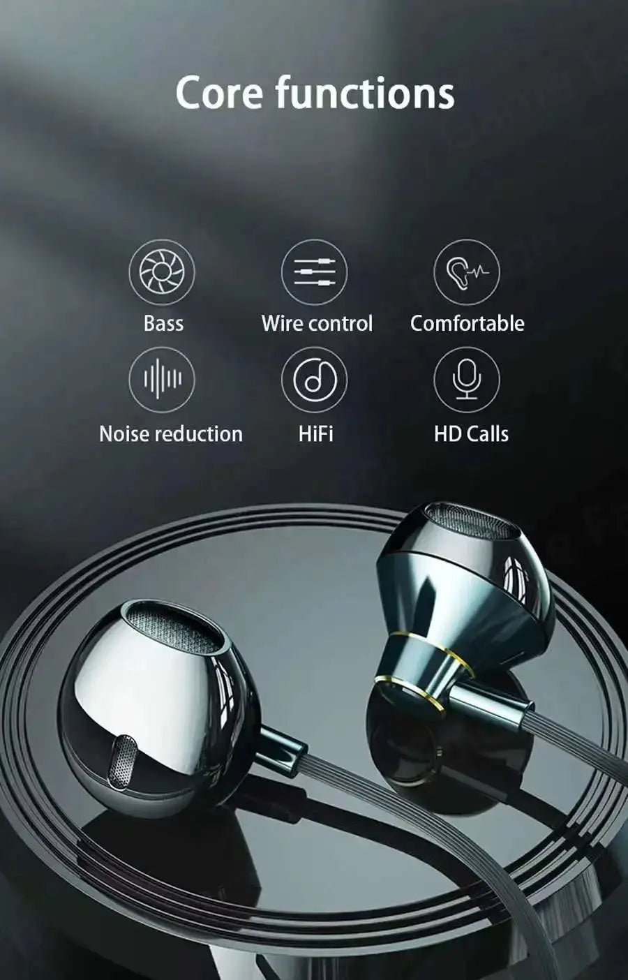 9D Bass Stereo Type C&3.5mm Headphones Volume Control Headset With HD Mic Wired Earbuds For iPhone15/16 Samsung Galaxy Earphones Tech Triumph Shop