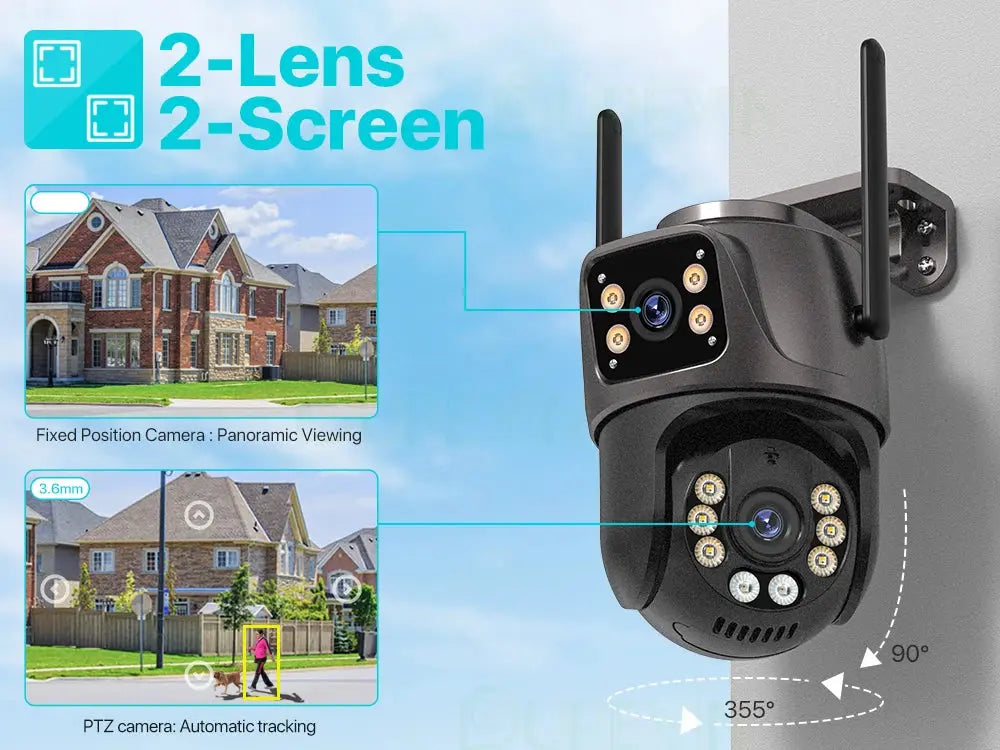 4K 8MP HD Wifi PTZ Camera Outdoor 4MP Dual Lens Dual Screen AI Auto Tracking IP Camera CCTV Audio Video Surveillance P2P iCSee Tech Triumph Shop