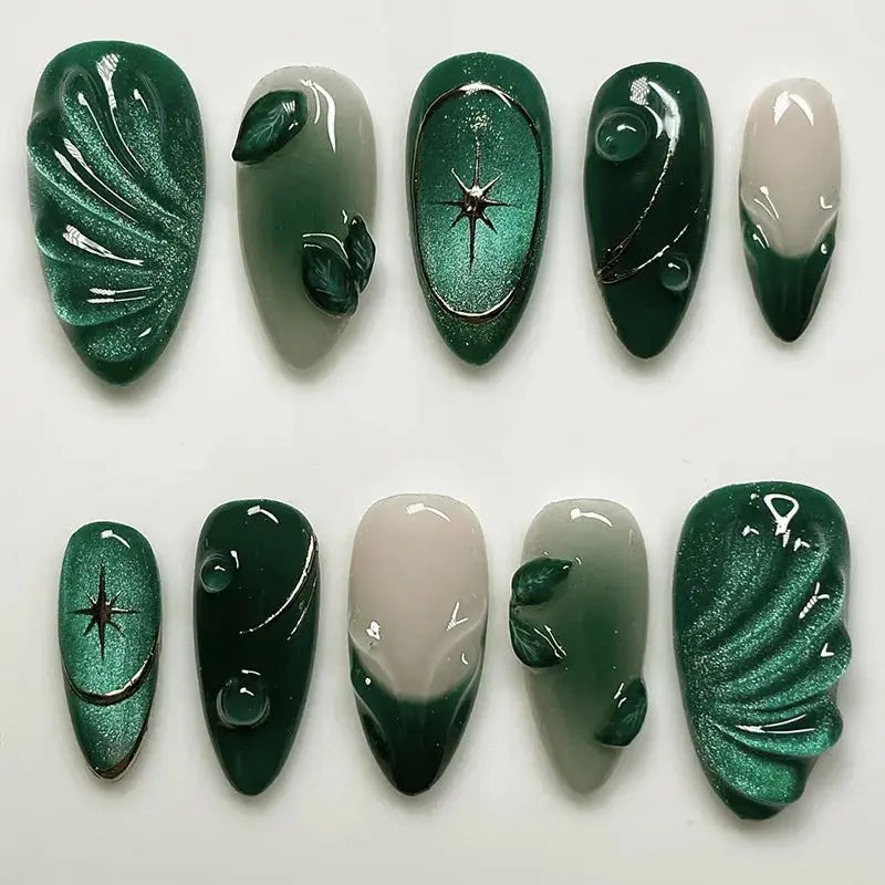 24Pcs False Nails Spicy Girl Silver Bow with Diamond Fake Nails with Glue Almond Press on Nails Black Cool Y2k Almond Nail Set Tech Triumph Shop