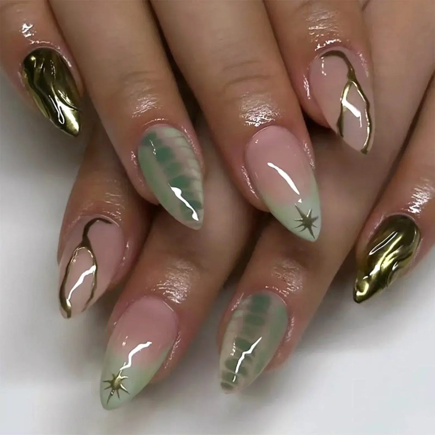 24Pcs False Nails Spicy Girl Silver Bow with Diamond Fake Nails with Glue Almond Press on Nails Black Cool Y2k Almond Nail Set Tech Triumph Shop