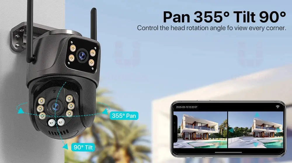 4K 8MP HD Wifi PTZ Camera Outdoor 4MP Dual Lens Dual Screen AI Auto Tracking IP Camera CCTV Audio Video Surveillance P2P iCSee Tech Triumph Shop