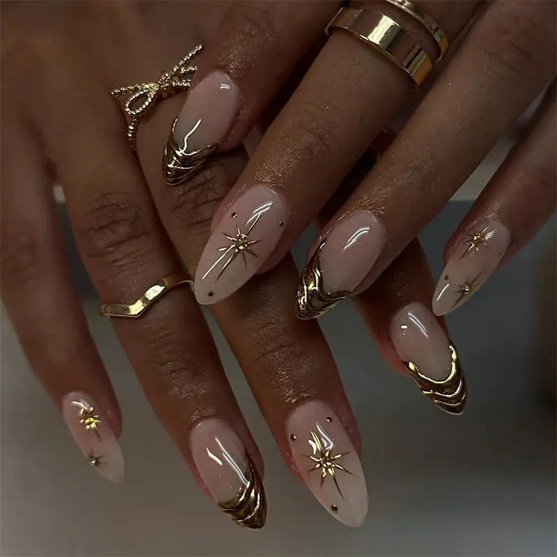 24Pcs False Nails Spicy Girl Silver Bow with Diamond Fake Nails with Glue Almond Press on Nails Black Cool Y2k Almond Nail Set Tech Triumph Shop