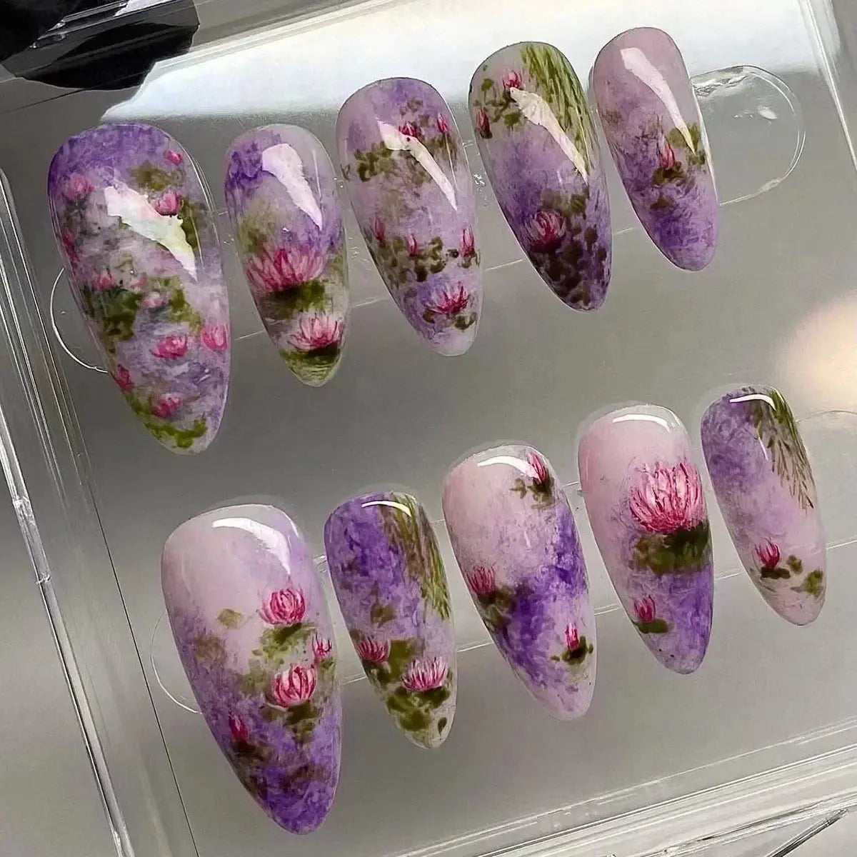 24Pcs Pink Almond False Nails Butterfly Ballet with French Design Wearable Fake Nails Simple Artificial Press on Nails Tips Art Tech Triumph Shop