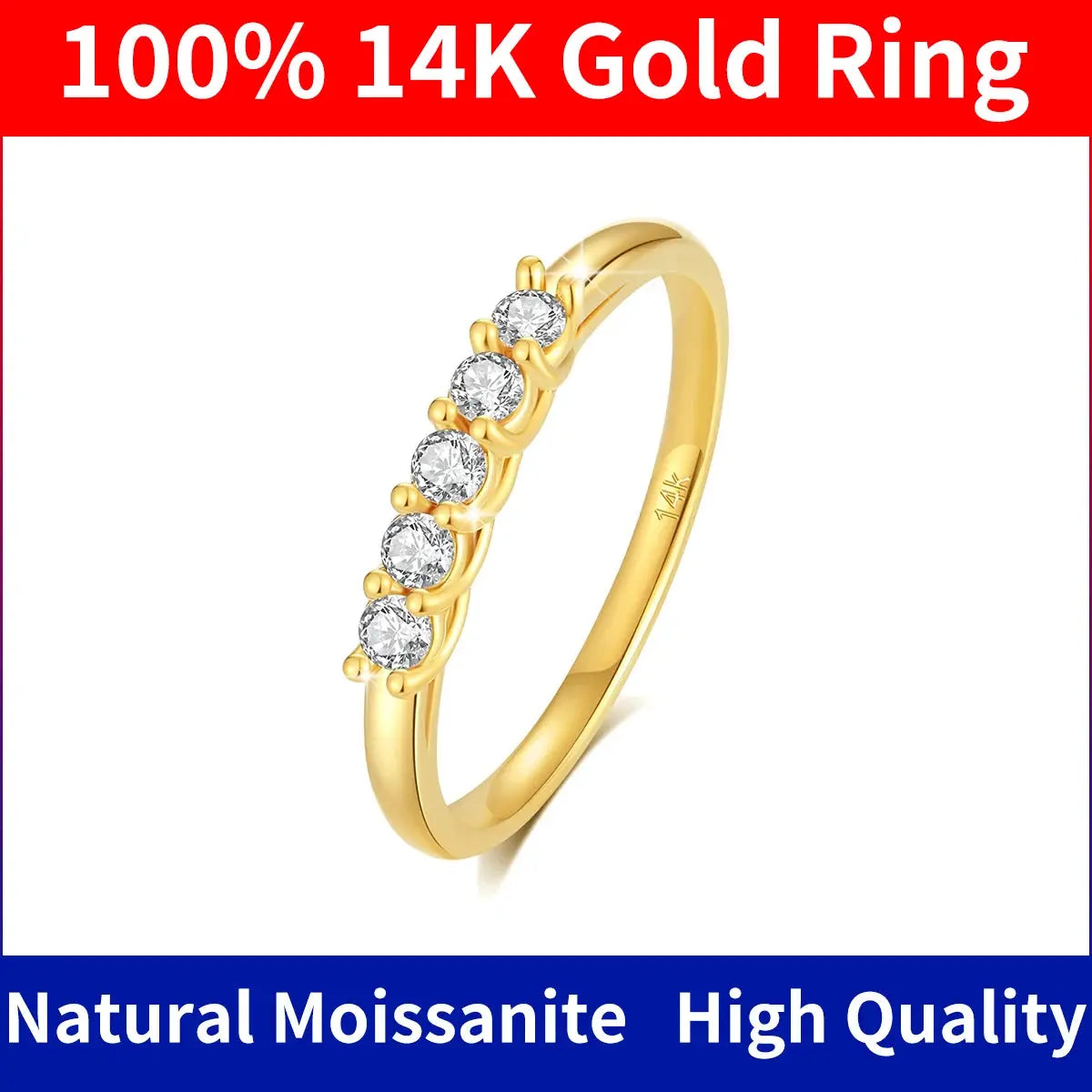 100% Real 14k Gold Ring Wedding Band Moissanite Diamond Promise K Gold Gifts For Women High Quality Luxury Engagement Jewelry Tech Triumph Shop