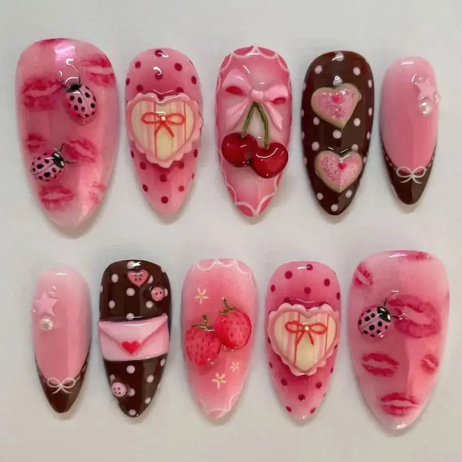 24pcs White Flower Fake Nail Tips Ins Yellow Pink Blush False Nails Wearable Full Cover European Almond Shaped Press on Nails Tech Triumph Shop