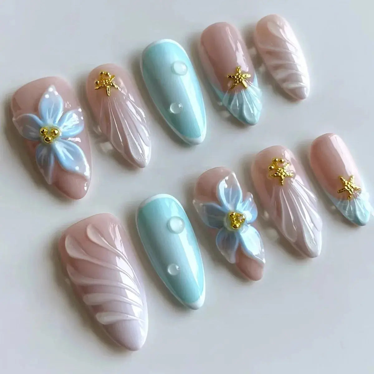 24Pcs Pink Almond False Nails Butterfly Ballet with French Design Wearable Fake Nails Simple Artificial Press on Nails Tips Art Tech Triumph Shop