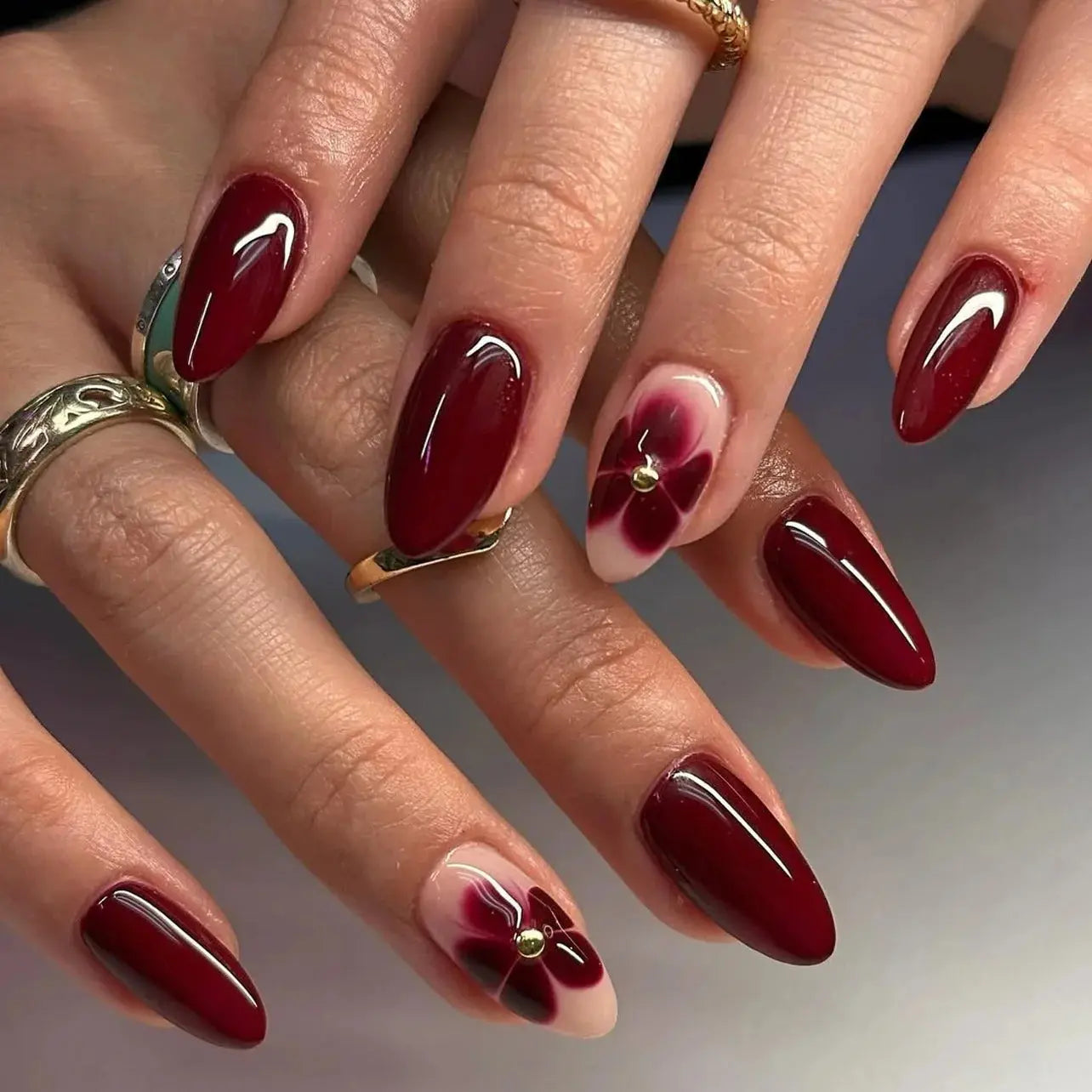 24Pcs False Nails Spicy Girl Silver Bow with Diamond Fake Nails with Glue Almond Press on Nails Black Cool Y2k Almond Nail Set Tech Triumph Shop