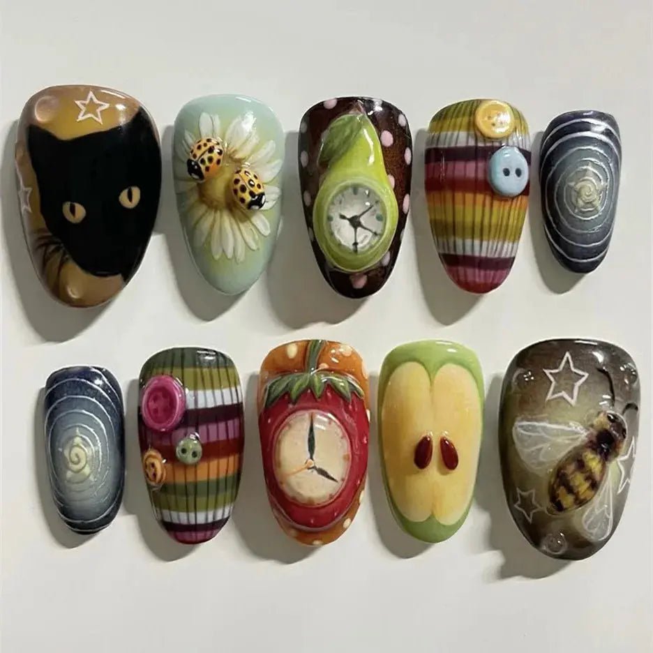 24pcs White Flower Fake Nail Tips Ins Yellow Pink Blush False Nails Wearable Full Cover European Almond Shaped Press on Nails Tech Triumph Shop
