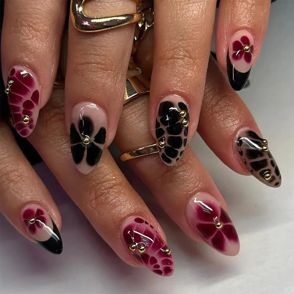 24pcs White Flower Fake Nail Tips Ins Yellow Pink Blush False Nails Wearable Full Cover European Almond Shaped Press on Nails Tech Triumph Shop