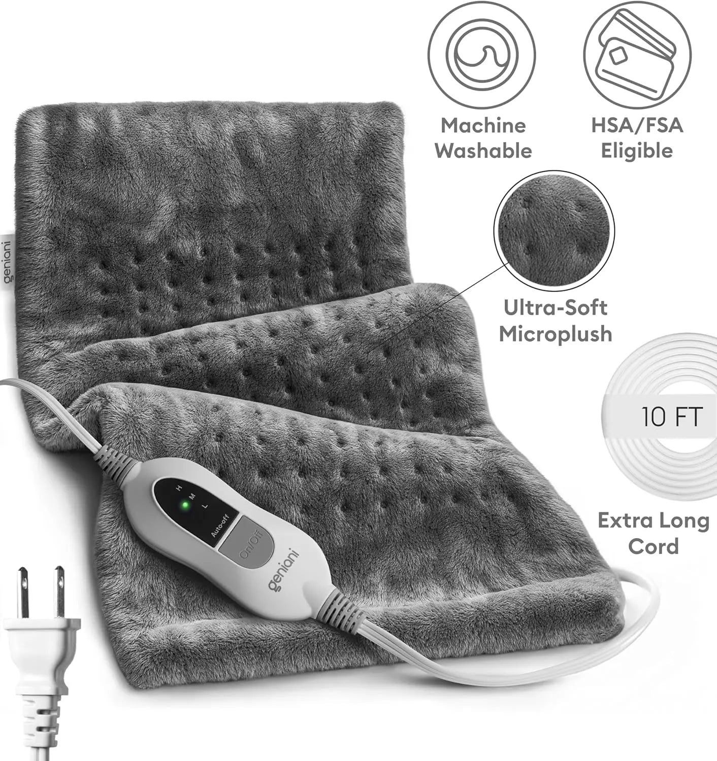 Heating Pad XL, Double-sided, Tabby Gray Geniani