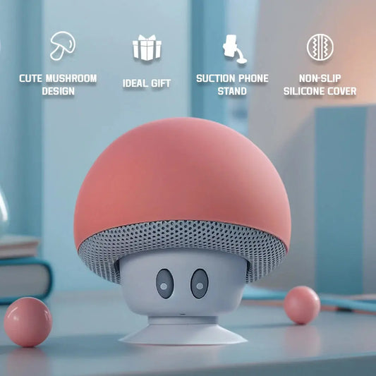 Cute Cartoon Bluetooth Speaker Mushroom Shape Upgraded Suction Cup Mini Speaker Dustproof Birthday Gift for Kids Women Tech Triumph Shop