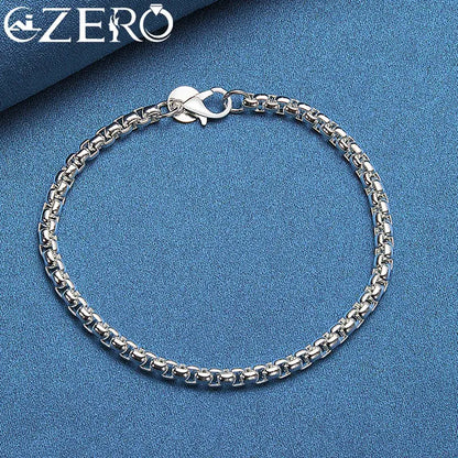 ALIZERO 18K Gold Bracelets 925 Sterling Silver 4mm Round Box Chain Bracelet For Woman Man Fashion Jewelry Wedding Party Gift Tech Triumph Shop