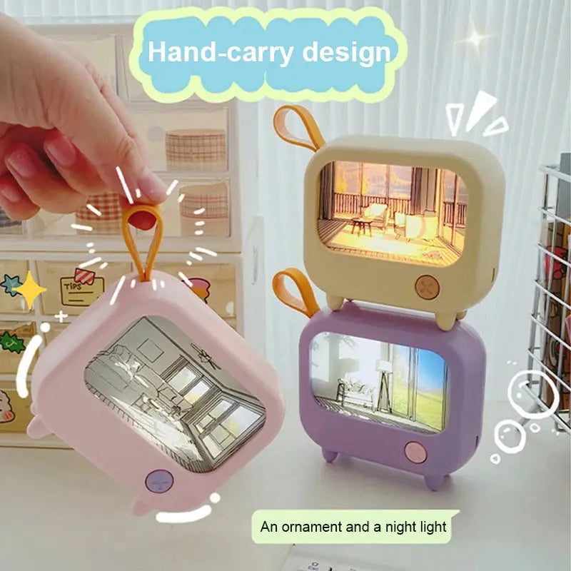 TV Painting Night Light Led Cute Child Learning Table Lamp Room Home Decoration Atmosphere Lighting Mini Desktop Birthday Gift Tech Triumph Shop