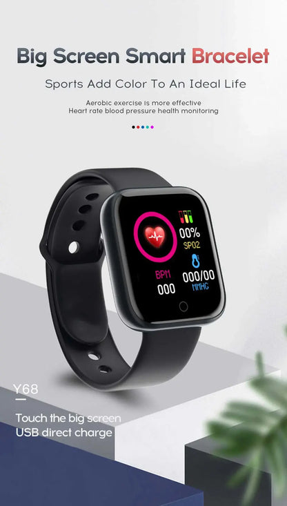 Multifunctional Smart Watch Men Women Bluetooth Connected Phone Music Fitness Sports Bracelet Sleep Monitor Y68 Smartwatch D20 - Tech Triumph Shop