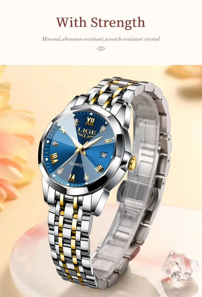 LIGE Elegant Ultrathin Nordic Simple Style Quartz Movement Women's Wristwatch Fashion Stainless Steel Bracelet Belt Woman Watch Tech Triumph Shop