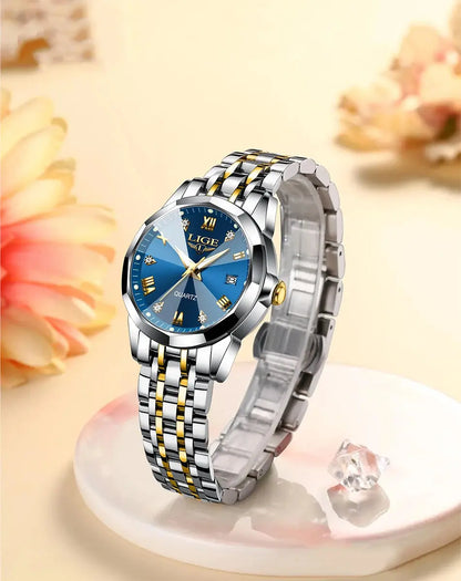 LIGE Elegant Ultrathin Nordic Simple Style Quartz Movement Women's Wristwatch Fashion Stainless Steel Bracelet Belt Woman Watch Tech Triumph Shop