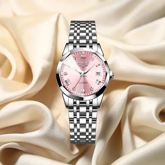 LIGE Elegant Ultrathin Nordic Simple Style Quartz Movement Women's Wristwatch Fashion Stainless Steel Bracelet Belt Woman Watch Tech Triumph Shop