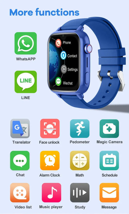 4G Smart Watch Kids GPS WIFI Video Call SOS APP Download Child Smartwatch Camera Monitor Tracker Location Phone Watch - Tech Triumph Shop