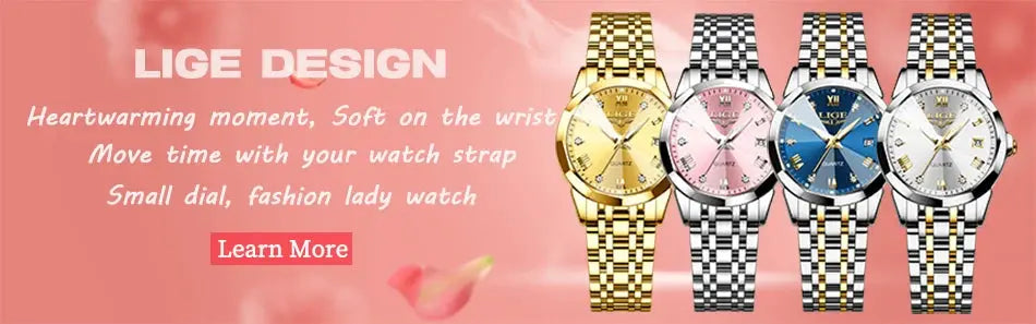 LIGE Elegant Ultrathin Nordic Simple Style Quartz Movement Women's Wristwatch Fashion Stainless Steel Bracelet Belt Woman Watch Tech Triumph Shop