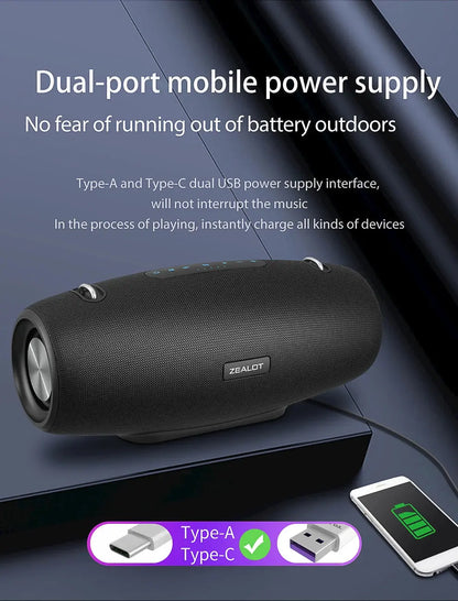 Zealot S67 Wireless Speaker WithShoulder Strap,Outdoor,Waterproof,Portable Speaker with Loud Stero and Booming Bass,40H Playtime - Tech Triumph Shop