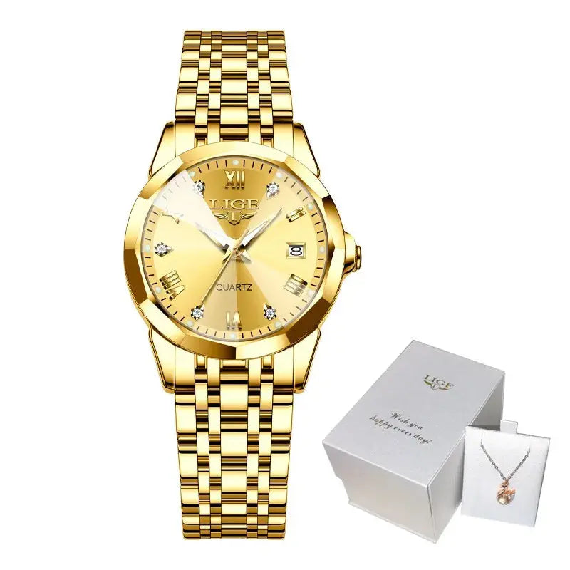 LIGE Elegant Ultrathin Nordic Simple Style Quartz Movement Women's Wristwatch Fashion Stainless Steel Bracelet Belt Woman Watch Tech Triumph Shop